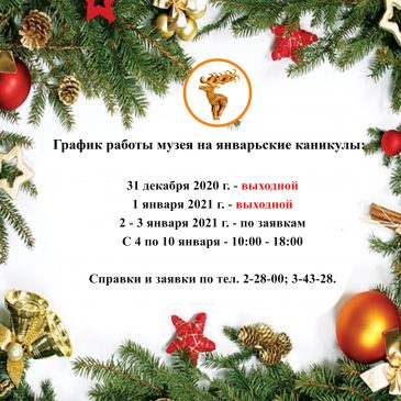 Режим работы музея в январьские каникулы